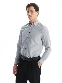 Regular Fit Uzun Kollu Ekose Gabardin Erkek G?mlek