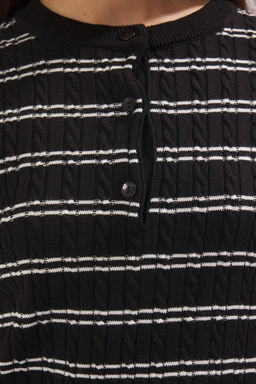 Trendyolmilla Ekru K?sa Kollu Cizgili Triko Bluz TWOSS25BZ00534  фото 10