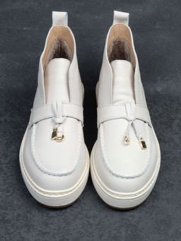 01-5172-3 BEIGE Ботинки женские демисезонные (натуральная кожа, байка)