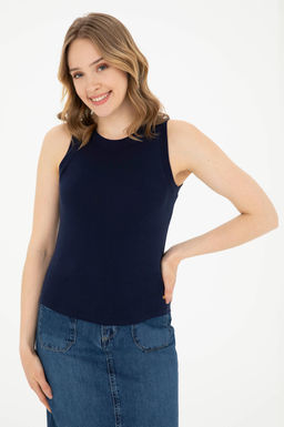 Женская базовая футболка без рукавов темно-синего цвета с круглым вырезом Неожиданная скидка в корзине - U.s. polo assn фото 3