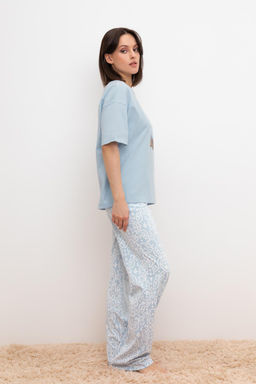 VERY NEAT _ Е 40046/голубой,кружевной узор брюки жен фото 3