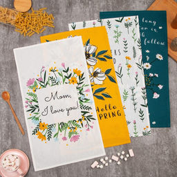 Набор кухонных полотенец Доляна Hello spring 35х60 см -4 шт, 100% хлопок, вафля 160 г/м2  фото 2