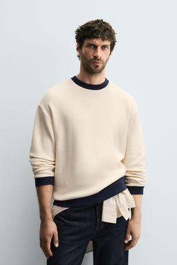 CONTRAST CHECK-TEXTURE SWEATSHIRT - Zara фото 2