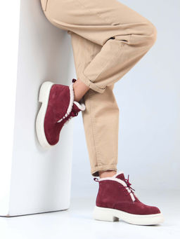 Ботинки 308.агатаw. бордo замша з/Шерсть