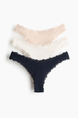 Pack de 3 bragas Brazilian con ribetes de encaje