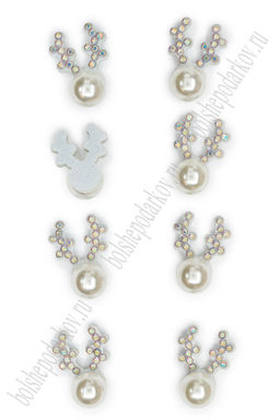 Патчи из фетра со стразами "Рожки с бусинкой" 1,5*2 см (20 шт) SF-7699