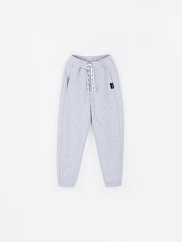 Джоггеры облегченные "Серый меланж" с карманами 7+