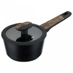 Ковш с антипригарным покрытием Albero 1,3л, д16см, h8,5см, стеклянная крышка, 2-х слойное антипригарное покрытие, бакелитовая ручка, Regent (Китай) Подходит для всех видов плит, включая индукционную.