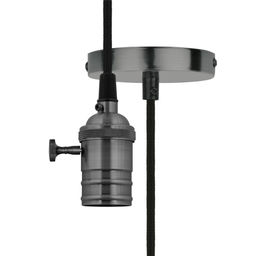DLC-V-S24K/E27 TS/1M/BL PEARL BLACK Патрон декоративный, серия Vintage, с проводом (1м) и креплением. Выключатель поворотный. Материал алюминий. Цвет черный жемчуг. ТМ Uniel.