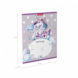Цена за 10 шт. Тетрадь школьная ученическая ErichKrause Dream Unicorn, 18 листов, клетка (в плёнке по 10 шт.)  фото 4
