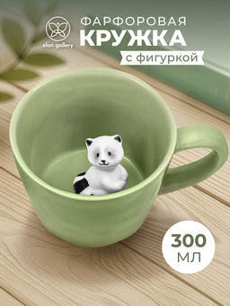 Кружка 300 мл 14*10*7,5 см "Енот" с фигуркой внутри, фарфор