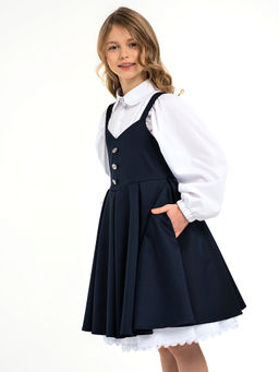 Синий школьный сарафан Mooriposh, модель 0247 фото 7