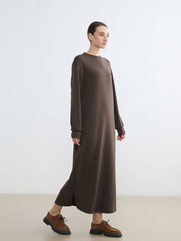 Bisiklet Yaka Y?rtma?l? Sweat Elbise