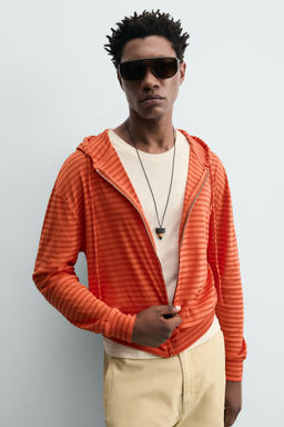 SUDADERA CAPUCHA RAYAS / Naranja - Zara фото 7