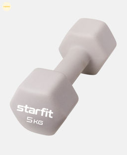 УЦЕНКА Гантель неопреновая STARFIT DB-201 5 кг, тепло-серый пастель