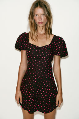 VESTIDO LUNARES MANGA ABULLONADA CON LINO / Multicolor - Zara фото 2