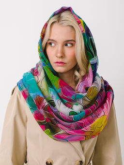 Большой, мягкий, тонкий и очень нежный двусторонний палантин с рисунком в стиле арт-деко - Tantino фото 10