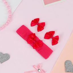 Цена за 6 шт. Набор для волос «Лада», повязка, 2 зажима, классика глянец, малиновый