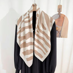 Платок шелковый на голову и шею весенний, мультицвет