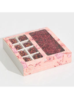 Цена за 5 шт. Коробка под 8 конфет и шоколад с ячейками Розовые цветы 18 х 18 х 4 см - Дарите счастье фото 2
