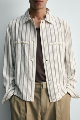 SOBRECAMISA FLUIDA RAYAS BORDADO / Crudo - Zara фото 6