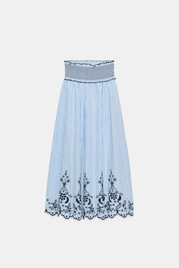 EMBROIDERED CHECK MIDI SKIRT - Zara фото 5