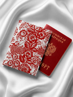 Кожаная обложка для паспорта с принтом wh-LeatherCover-olga-RedFlowers_WhiteBackground