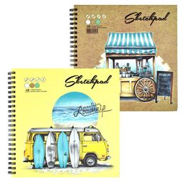 Скетчпад 195х195 мм, 48 л, блок - белый офсет, зелёный офсет, крафт-бумага 80 г/м?, арт. 62827 ПРОГУ