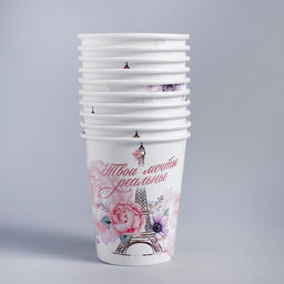 Цена за 10 шт. Стакан бумажный Париж, 250 мл, однослойный - Страна карнавалия фото 2