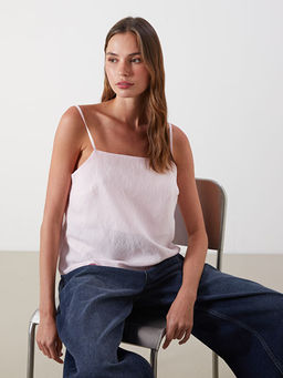 Kare Yaka Ask?l? Modal Kar???ml? Crop Bluz