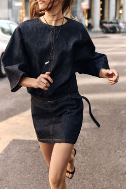 VESTIDO Z1975 CORTO DENIM CINTUR?N / Azul - Zara фото 2