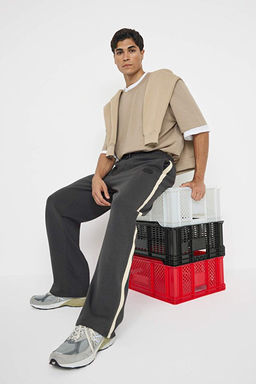Teen Lacivert Straight Fit _erit Detayl_ Slikon Etiketli Kal_n _nterlok E_ofman Alt_ TMNAW26EA00000