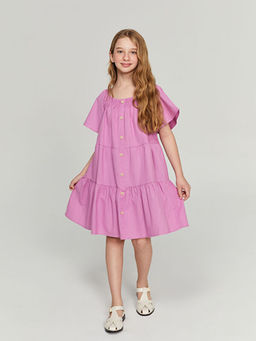 Kare Yaka K?z ?ocuk Elbise