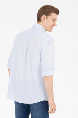 U. S. Polo Assn / Мужская синяя рубашка с длинным рукавом - U.s. polo assn фото 5