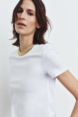 CAMISETA INTERLOCK MANGA CORTA / Blanco - Zara фото 8