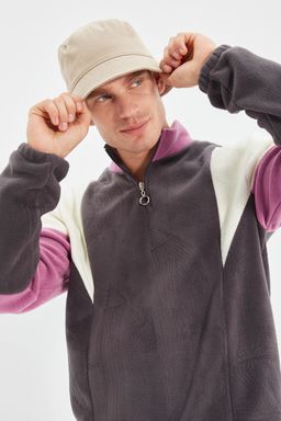 TRENDYOL MAN Antrasit Regular/Normal Kesim Fermuarl? Renk Bloklu Anti-pilling Polar Sweatshirt TMNAW22SW0044 - Trendyolmilla фото 3