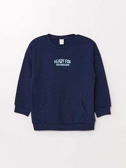 Bisiklet Yaka Uzun Kollu Bask?l? Erkek Bebek Sweatshirt