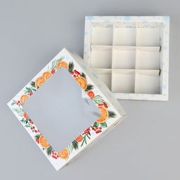 Цена за 5 шт. Коробка под 9 конфет «С Новым годом», 14.5×14.5×3.5 см