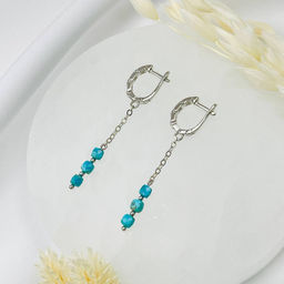 Серьги на цепочке с Бирюзой