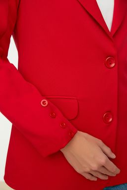 TRENDYOLMILLA K?rm?z? Regular Astarl? Dugmeli Dokuma Blazer Ceket TWOAW22CE0165  фото 4