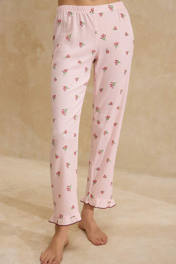 Pembe Cicekli F?rf?r ve Baby Overloklu Burumcuk Dokulu Orme Pijama Tak?m? THMSS26PT00017 - Trendyolmilla фото 3