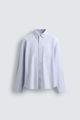 Рубашка Zara Estructura Oxford белая голубая