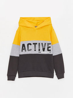 Bask?l? Uzun Kollu Erkek ?ocuk Hoodie ve E?ofman Alt? - Waikiki фото 2