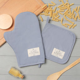 Набор кухонный «Этель» Kitchen: серый, варежка-прихватка 20×28 см, прихватка 19×19 см,100% хлопок