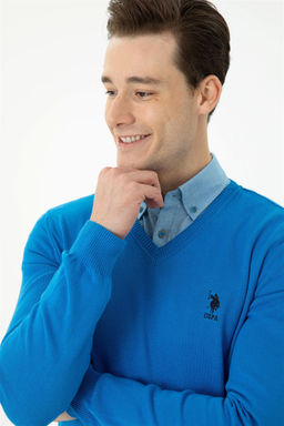 U. S. Polo Assn / Мужской кобальтово-синий базовый свитер - U.s. polo assn фото 9