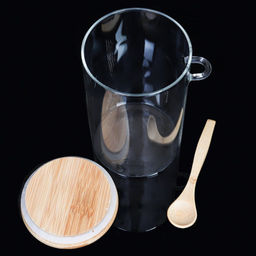 Банка с ложкой бамбуковая крышка d-80/10 см 1000 мл / LCKW2926 /уп 75/ - Галеонтрейд фото 4