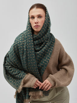 В составе шерсть и кашемир! теплый двусторонний палантин - Tantino фото 9