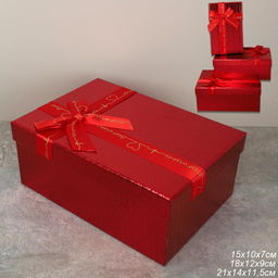 Коробка подарочная 3 штуки 23х16 см / 3404-02 /уп 36/красный - Галеонтрейд фото 6