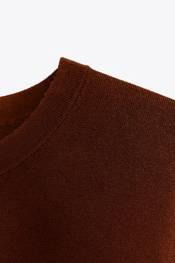 BASIC PLAIN KNIT SHORT SLEEVE TOP - Zara фото 20