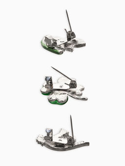 Броши "Голубь, клевер, подснежник" (набор 3шт), цветной в серебре